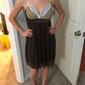 Brown and tan cocktail dress